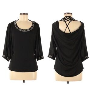 VOG Embellished Tunic Cut out Blouse l SIZE M